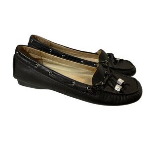 Michael Kors Amber Moccasins Women’s 10 Black Leather Slip On Loafers